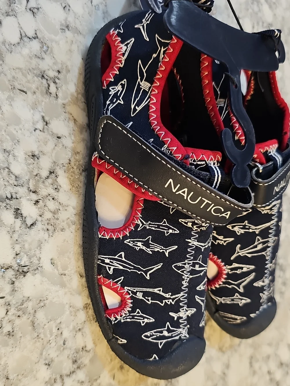 Nautica Blue Red Shark Water Beach Shoes, Size 12